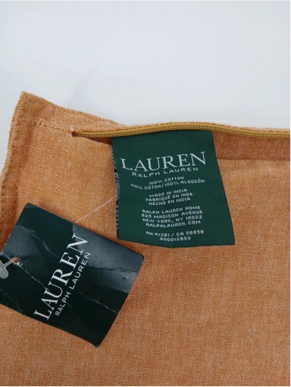 New CLASSIC Lauren by Ralph Lauren Yellow Cotton Monogrammed Pillow Cover 22X22